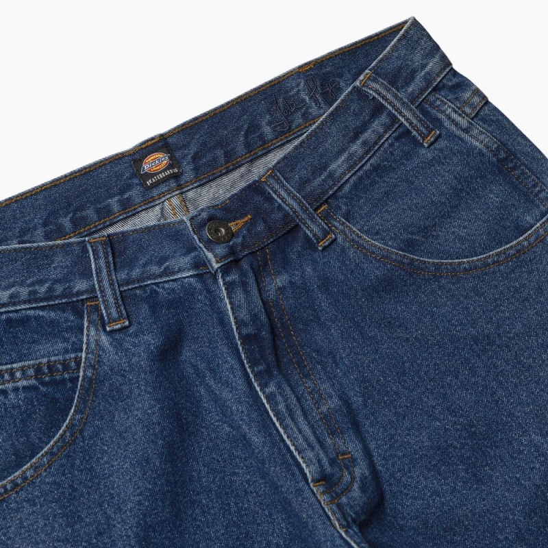 Men's Dickies Jake Hayes Relaxed Fit Jeans Blue | 374268DON