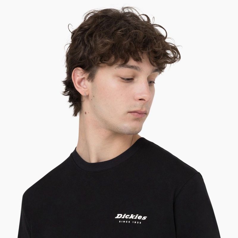 Men's Dickies Leesburg Short Sleeve T-Shirt Black | 801267KPZ