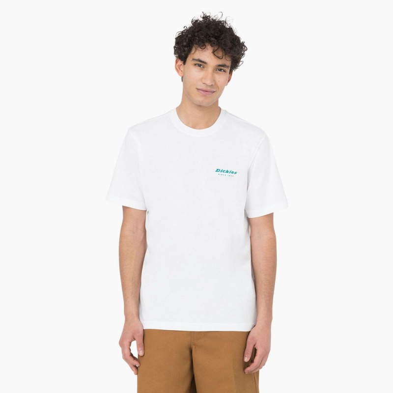 Men's Dickies Leesburg Short Sleeve T-Shirt White | 516723OZC