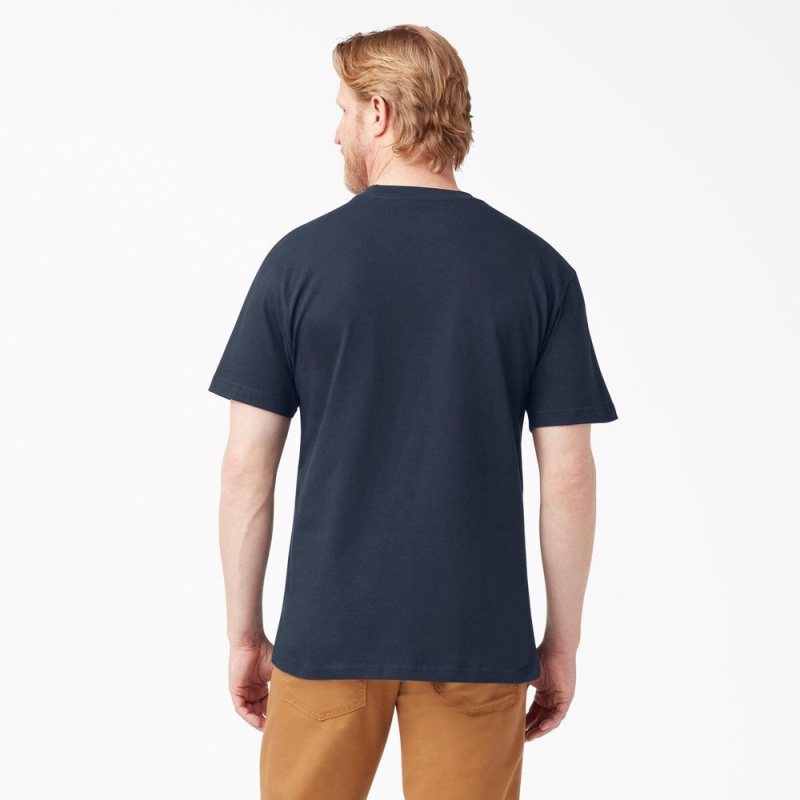 Men's Dickies Lightweight Short Sleeve Pocket T-Shirt Navy | 281730VRU