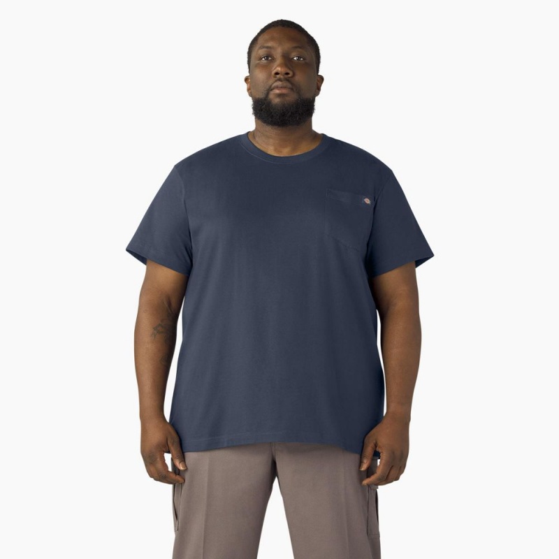 Men's Dickies Lightweight Short Sleeve Pocket T-Shirt Navy | 281730VRU