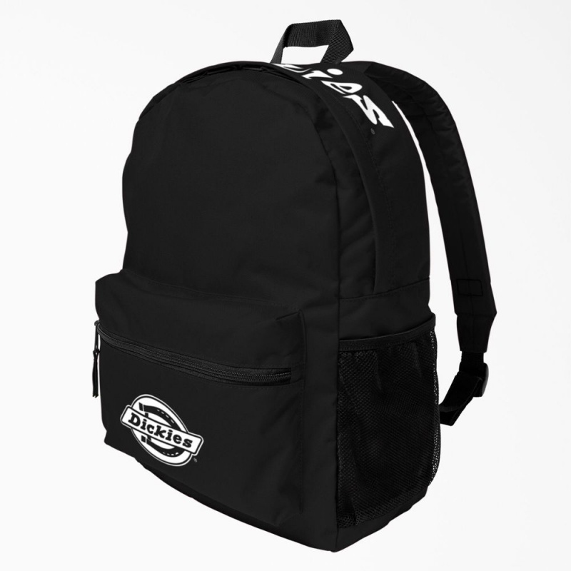 Men's Dickies Logo Backpack Black | 897012ZML