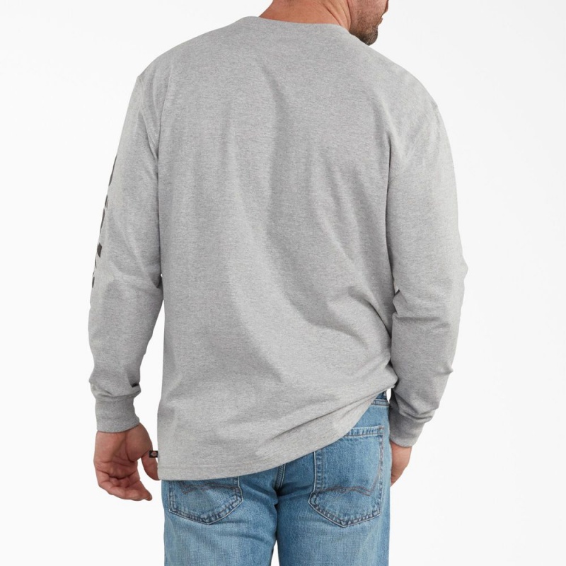 Men's Dickies Long-Sleeve Graphic T-Shirt Grey | 976213URK