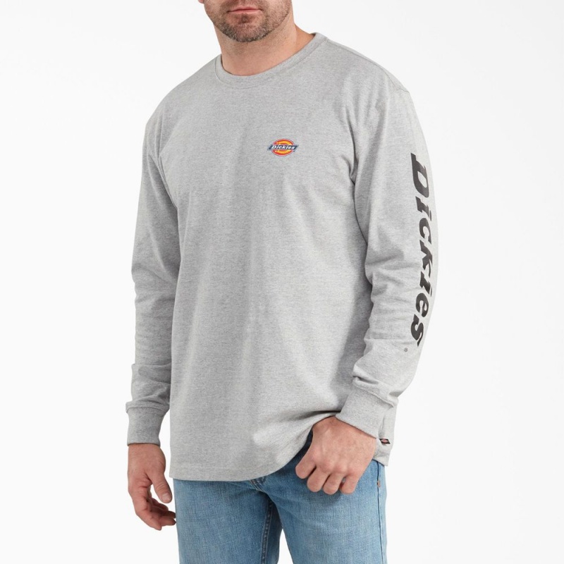 Men\'s Dickies Long-Sleeve Graphic T-Shirt Grey | 976213URK