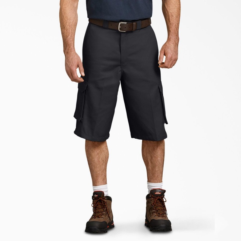 Men\'s Dickies Loose Fit Cargo Work Shorts Black | 530412OPA