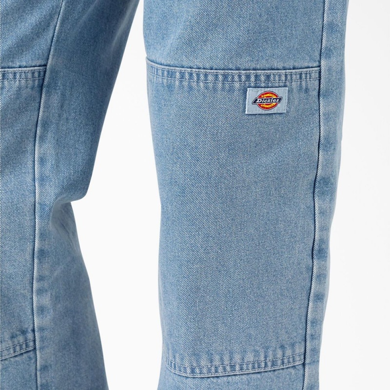 Men's Dickies Loose Fit Double Knee Jeans Blue | 209651EQD