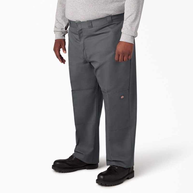 Men's Dickies Loose Fit Double Knee Work Pants Grey | 638924GSK