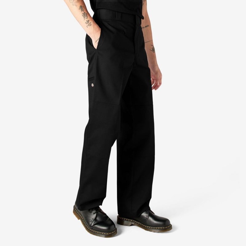 Men's Dickies Loose Fit Double Knee Work Pants Black | 854620PLA