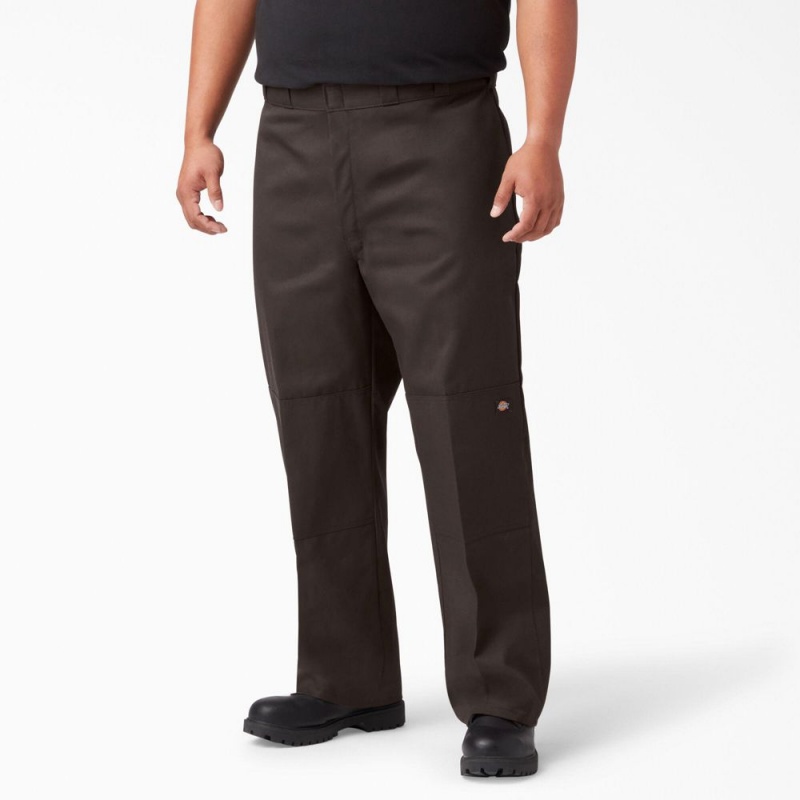 Men's Dickies Loose Fit Double Knee Work Pants Brown | 653470JVU