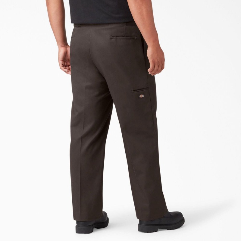 Men's Dickies Loose Fit Double Knee Work Pants Brown | 653470JVU