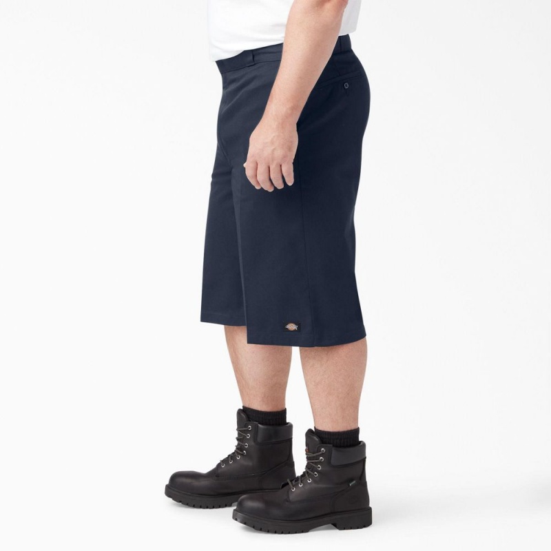 Men's Dickies Loose Fit Multi-Use Pocket Work Shorts Navy | 597138SEO