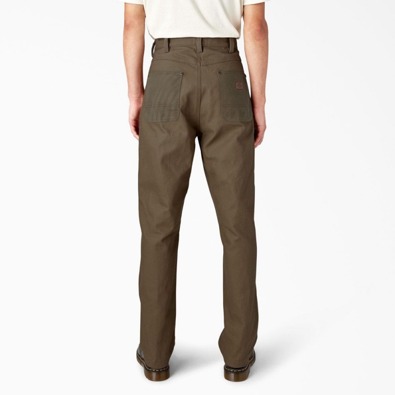 Men's Dickies Lucas Waxed Canvas Double Knee Pants Brown | 960734YXW