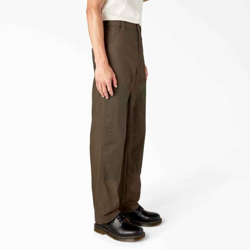 Men's Dickies Lucas Waxed Canvas Double Knee Pants Brown | 960734YXW