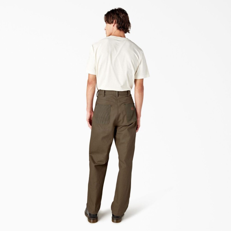 Men's Dickies Lucas Waxed Canvas Double Knee Pants Brown | 960734YXW