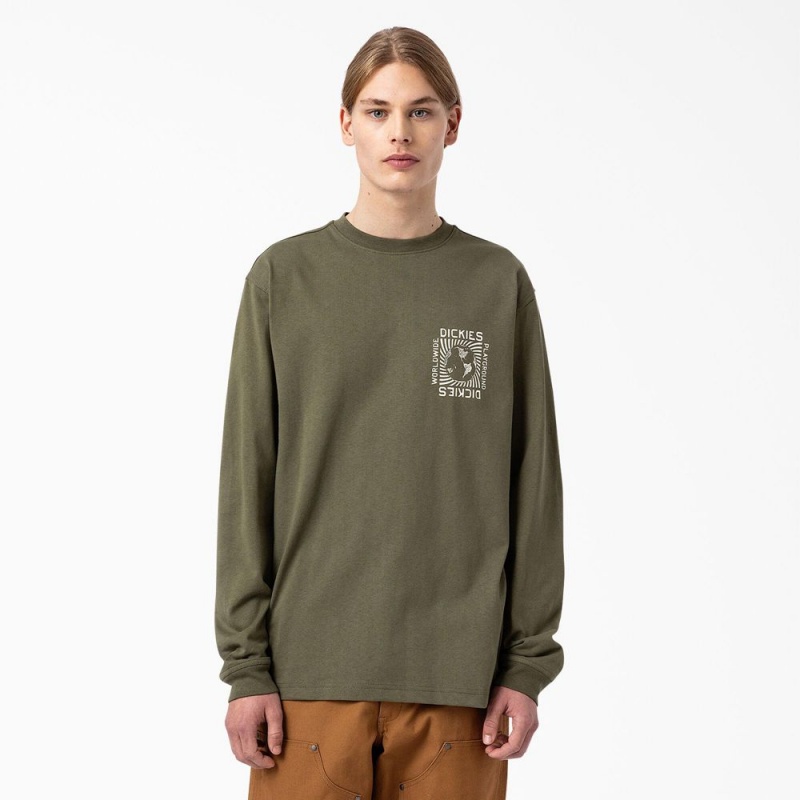 Men's Dickies Marbury Long Sleeve T-Shirt Green | 452180NUQ