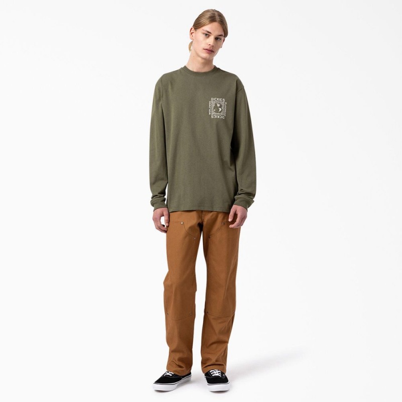 Men's Dickies Marbury Long Sleeve T-Shirt Green | 452180NUQ