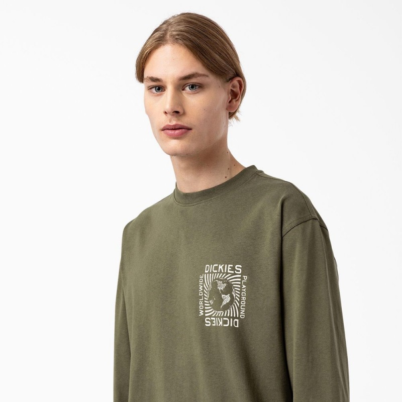 Men's Dickies Marbury Long Sleeve T-Shirt Green | 452180NUQ