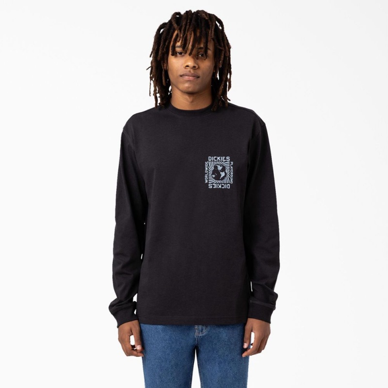 Men's Dickies Marbury Long Sleeve T-Shirt Black | 569071XMV