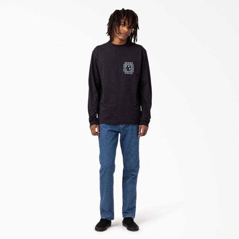 Men's Dickies Marbury Long Sleeve T-Shirt Black | 569071XMV