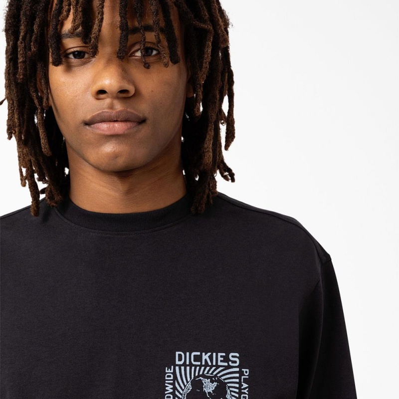 Men's Dickies Marbury Long Sleeve T-Shirt Black | 569071XMV