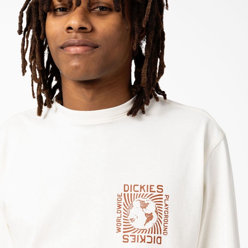 Men's Dickies Marbury Long Sleeve T-Shirt White | 239184SQA