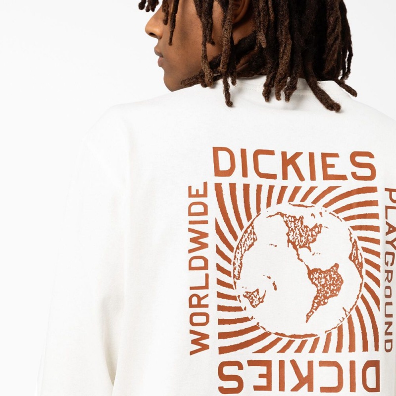 Men's Dickies Marbury Long Sleeve T-Shirt White | 239184SQA