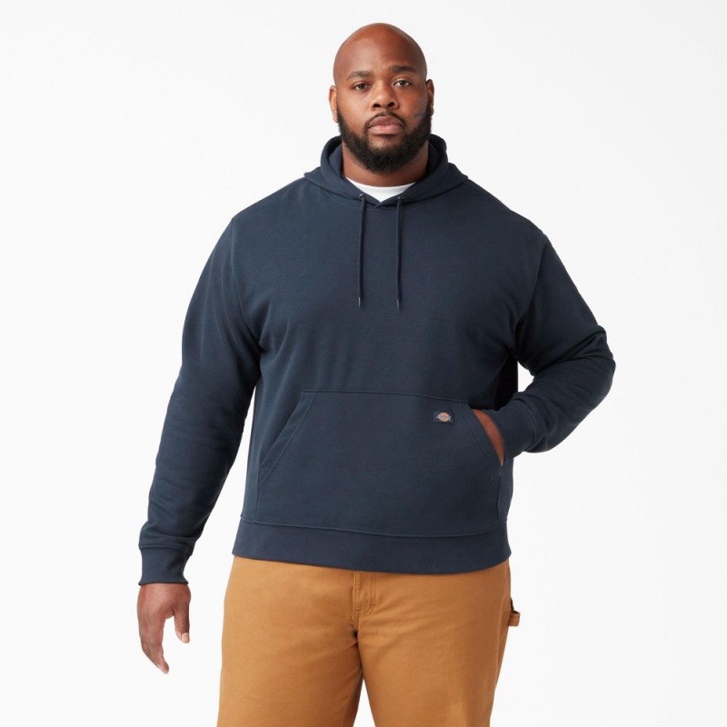 Men's Dickies Midweight Fleece Hoodie Navy | 539718JYT