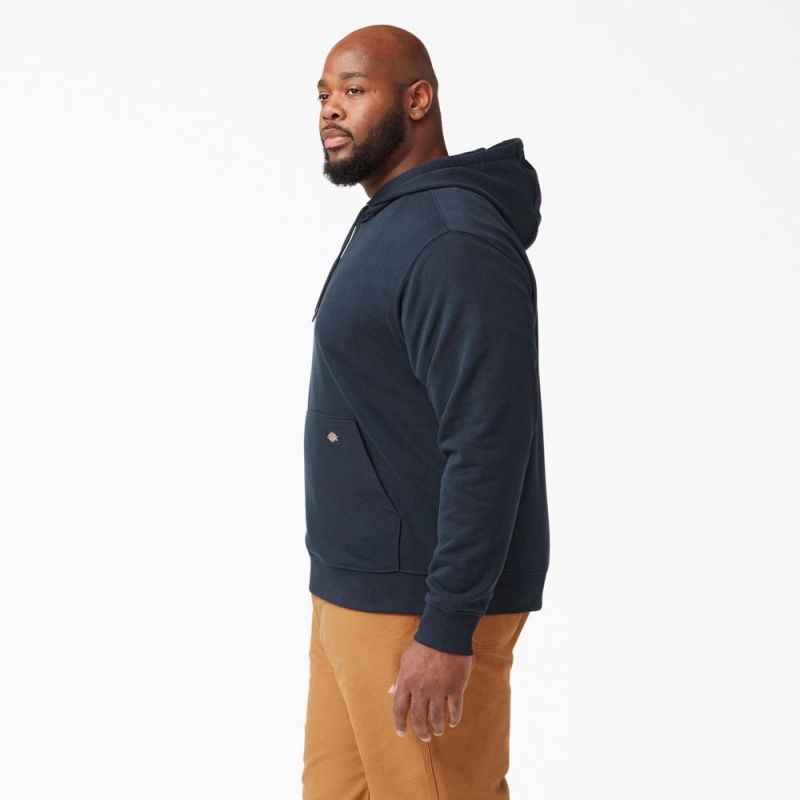 Men's Dickies Midweight Fleece Hoodie Navy | 539718JYT