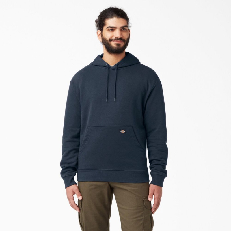 Men\'s Dickies Midweight Fleece Hoodie Navy | 539718JYT