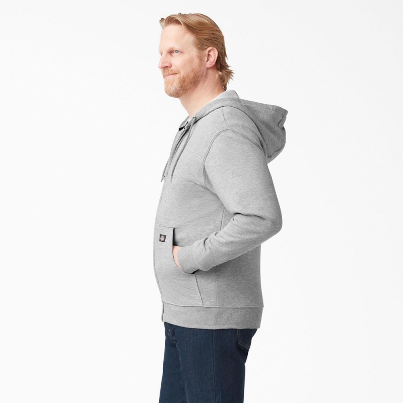 Men's Dickies Midweight Fleece Zip Hoodie Grey | 925847AGH