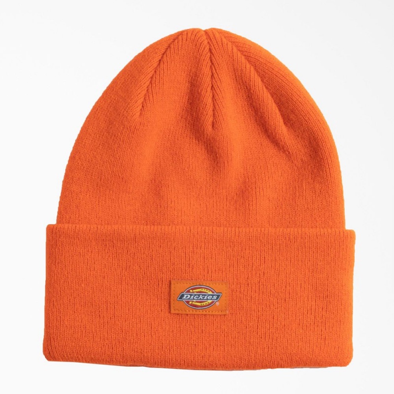 Men\'s Dickies Neon Cuffed Beanie Orange | 162974ZXB