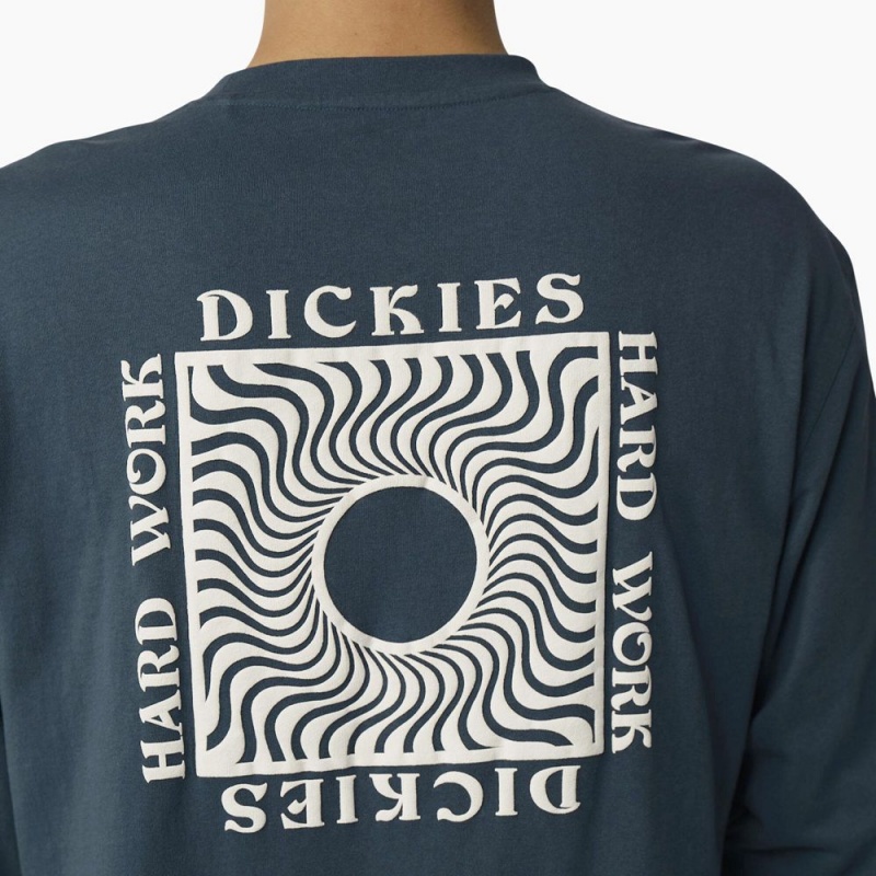 Men's Dickies Oatfield Long Sleeve T-Shirt Blue | 795601KSD