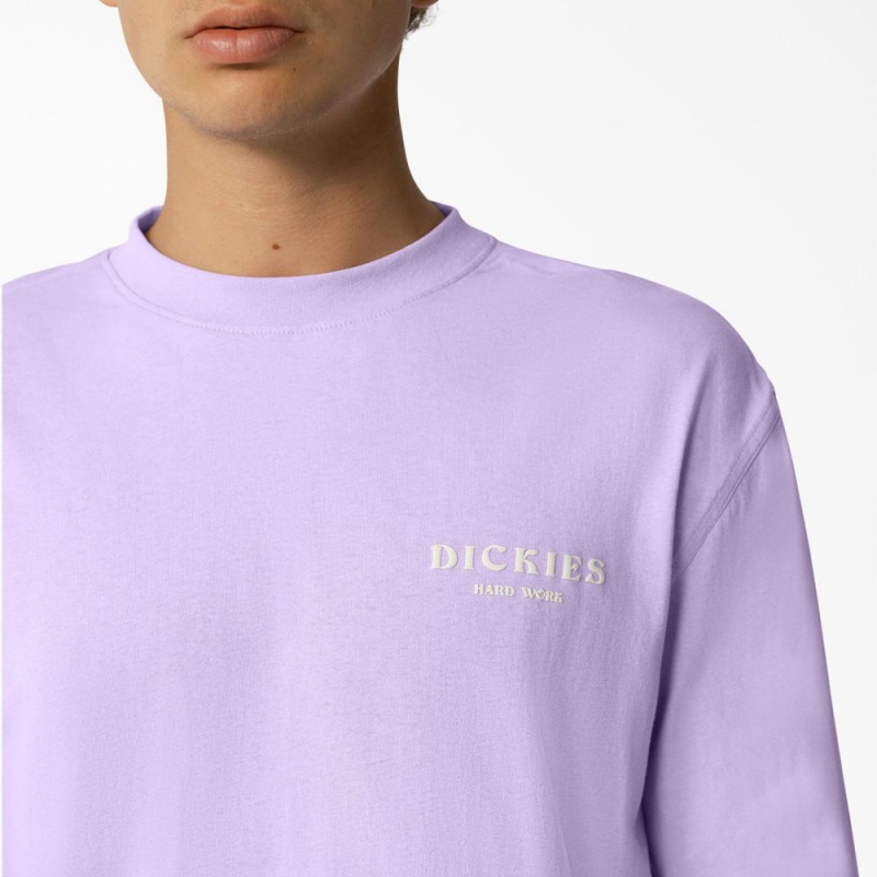 Men's Dickies Oatfield Long Sleeve T-Shirt Purple | 129756ZTW