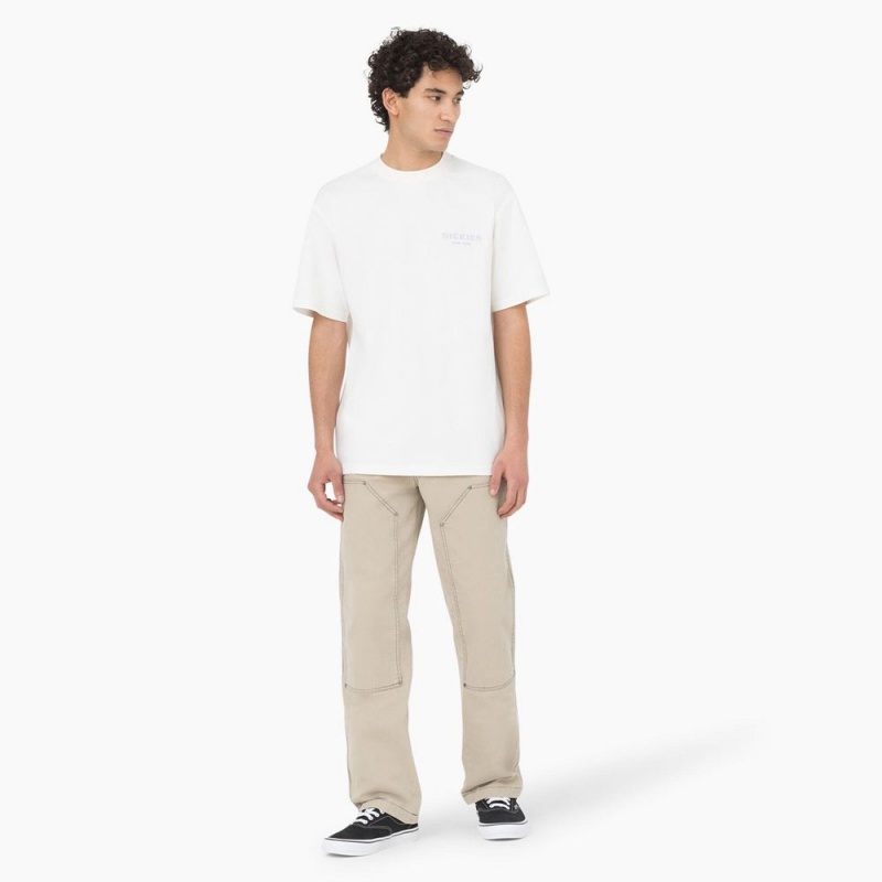 Men's Dickies Oatfield Short Sleeve T-Shirt White | 702539GJC