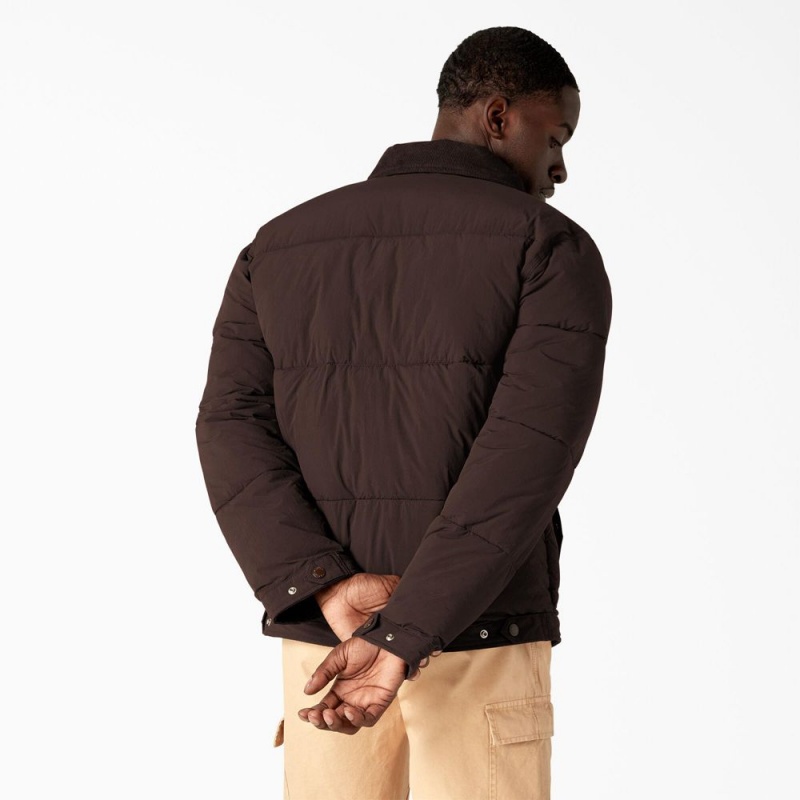 Men's Dickies Overbrook Puffer Jacket Brown | 037468RHE