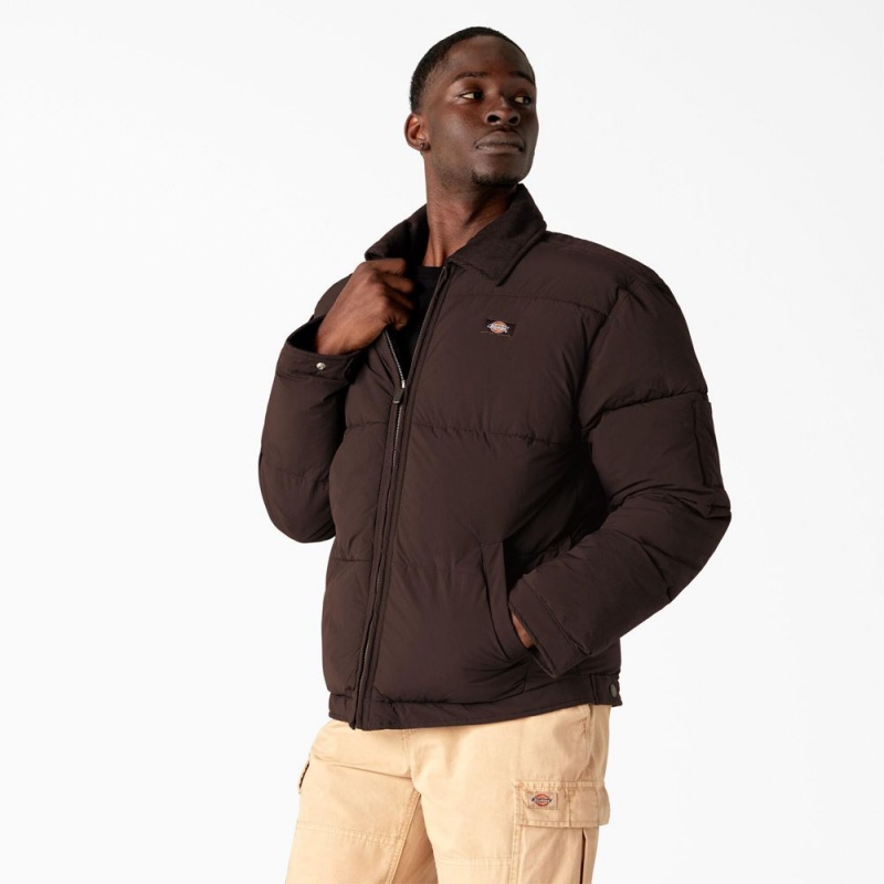 Men's Dickies Overbrook Puffer Jacket Brown | 037468RHE