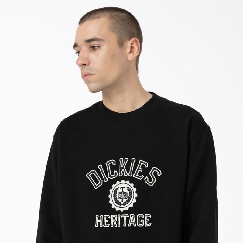 Men's Dickies Oxford Graphic Sweatshirt Black | 215963BAD