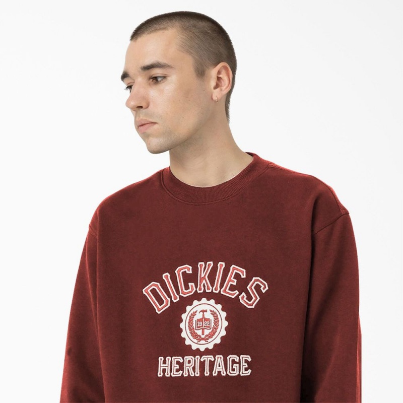 Men's Dickies Oxford Graphic Sweatshirt Red | 874036POF