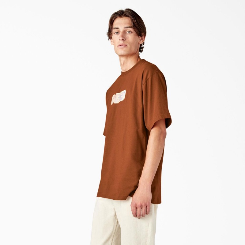 Men's Dickies Paxico Graphic T-Shirt Brown | 832764EVG