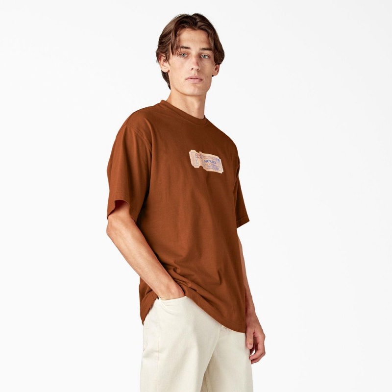 Men's Dickies Paxico Graphic T-Shirt Brown | 832764EVG