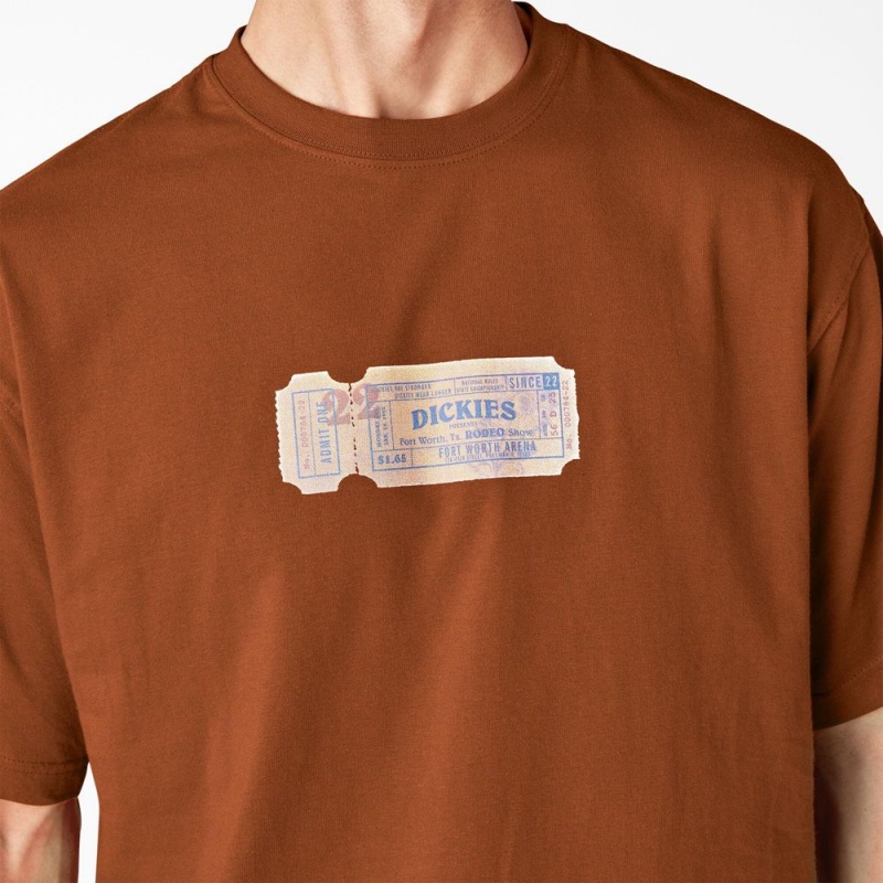 Men's Dickies Paxico Graphic T-Shirt Brown | 832764EVG