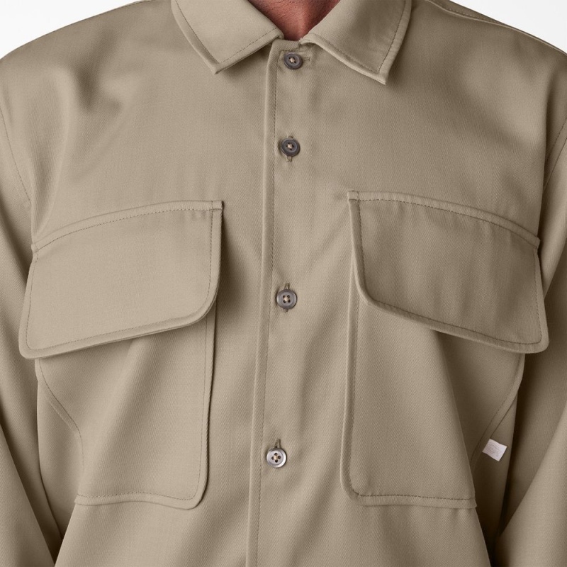 Men's Dickies Premium Collection Boxy Shirt Brown | 402673ZCX