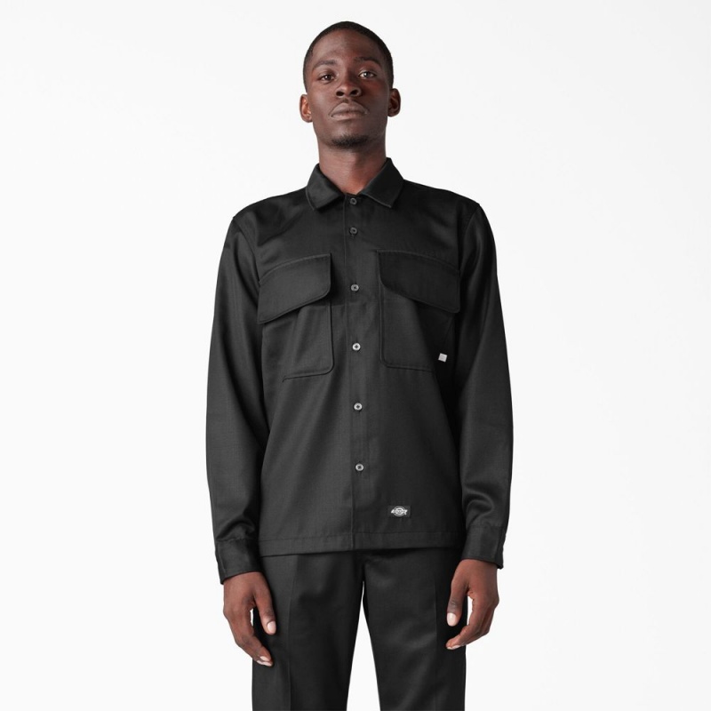 Men's Dickies Premium Collection Boxy Shirt Black | 961043FJN