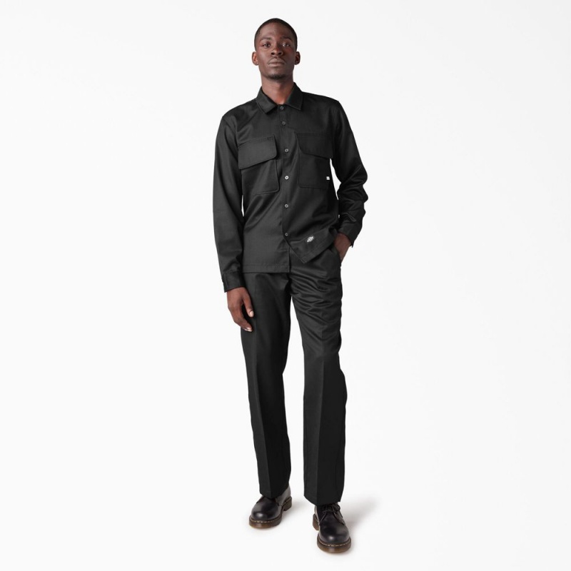 Men's Dickies Premium Collection Boxy Shirt Black | 961043FJN