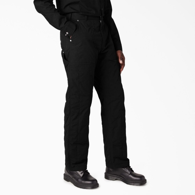 Men's Dickies Premium Collection Quilted Utility Pants Black | 793054MGP