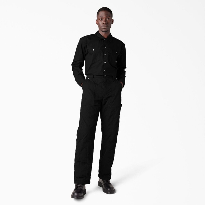 Men's Dickies Premium Collection Quilted Utility Pants Black | 793054MGP