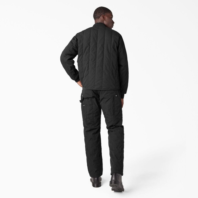 Men's Dickies Premium Collection Quilted Jacket Black | 479258ONF