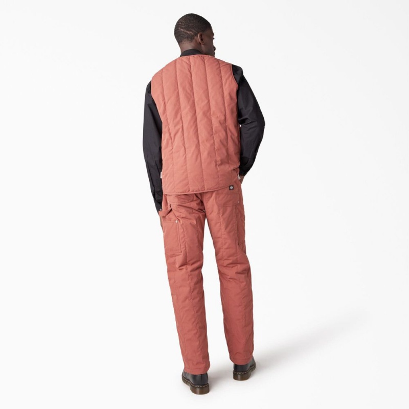 Men's Dickies Premium Collection Quilted Vest Pink | 948170OZV