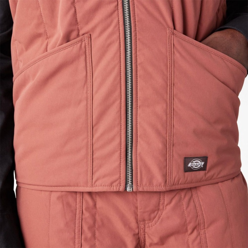 Men's Dickies Premium Collection Quilted Vest Pink | 948170OZV