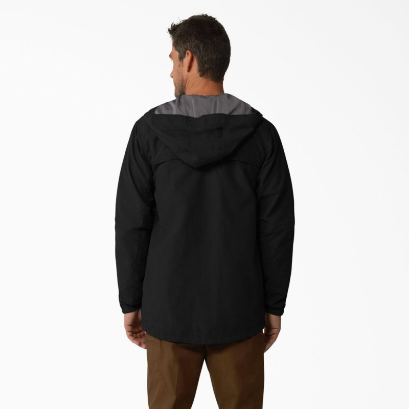 Men's Dickies ProTect Cooling Hooded Ripstop Jacket Black | 185902JKY